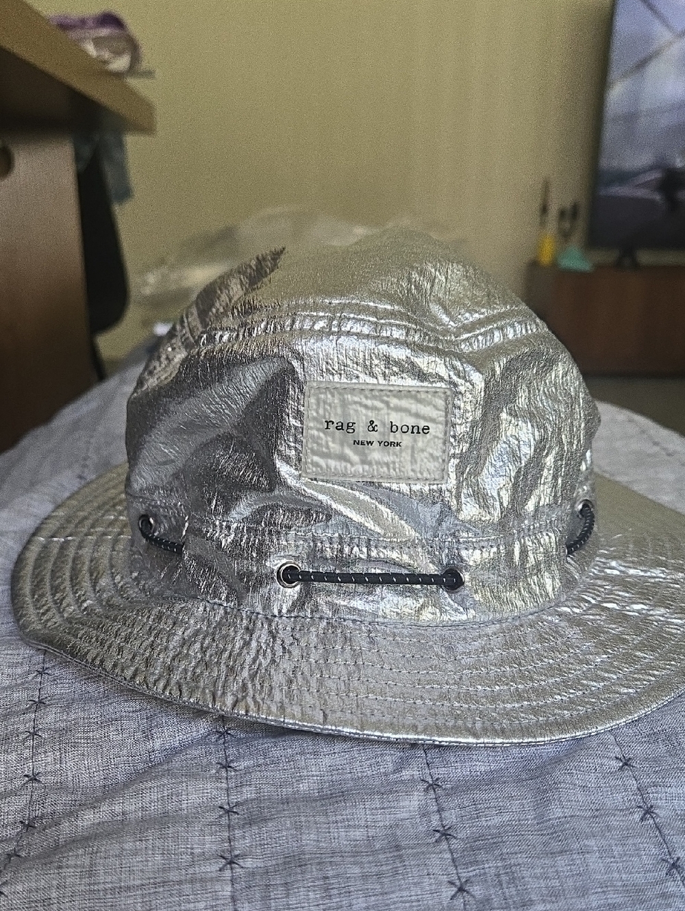 rag & bone Silver Metallic Bucket Hat